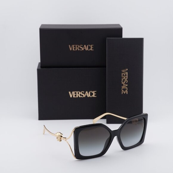 Versace VE4502U GB1/87 Square Sunglasses – Black Gold/Grey Gradient - Picture 4 of 9